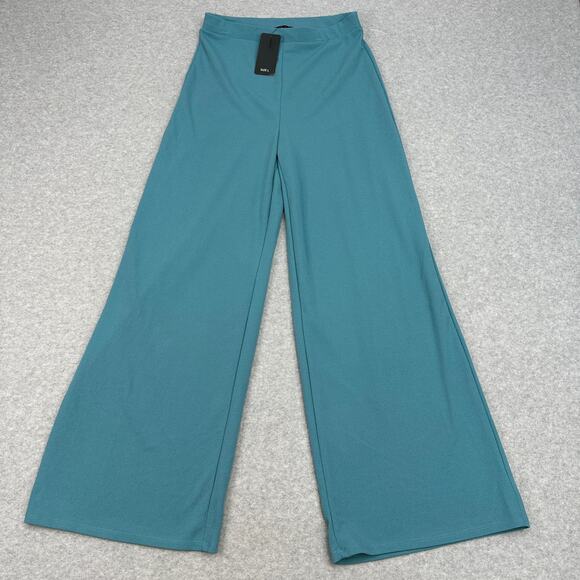Saints 21 Wide Leg Trouser Pants Women's L Teal Blue High Waist Stretch Pull-On - Picture 1 of 9